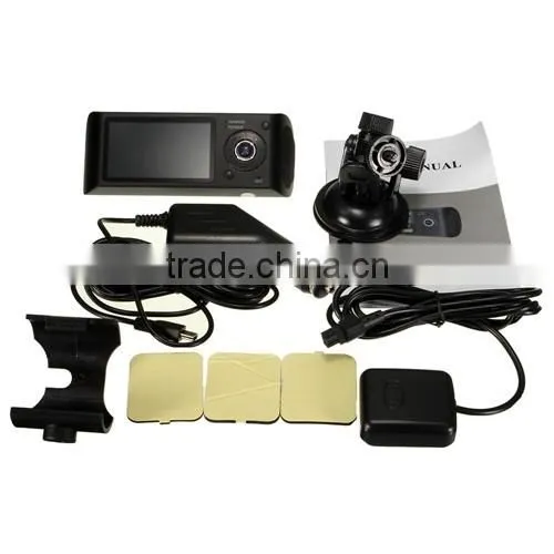 Car HD 2.7 Inch Dual Lens Cameras Dash Cam DVR Video Recorder G-sensor GPS r300 gps dual camera car-dvr