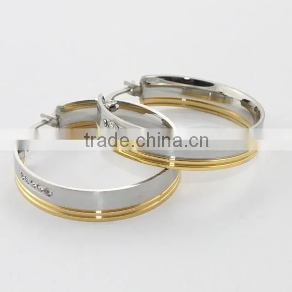 alibaba china supplier,2014 fashion stainless steel hoop earring with big crystal for women