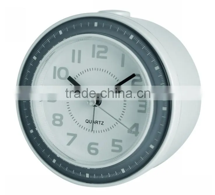 High quality big WHITE analog touch light alarm clock