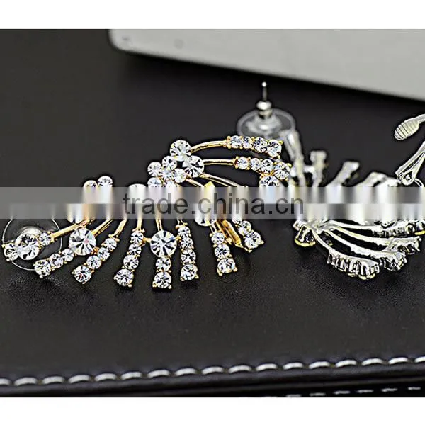 sector shape artificial man made full diamonds earrings woman