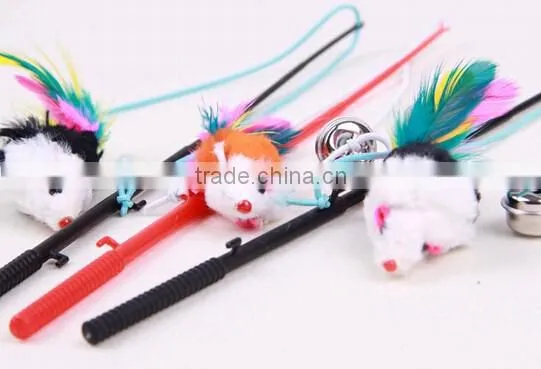 Useful Pet Puppy Cat Funny Flexible Feather Teaser Bell Sound Rod Stick Play Toy