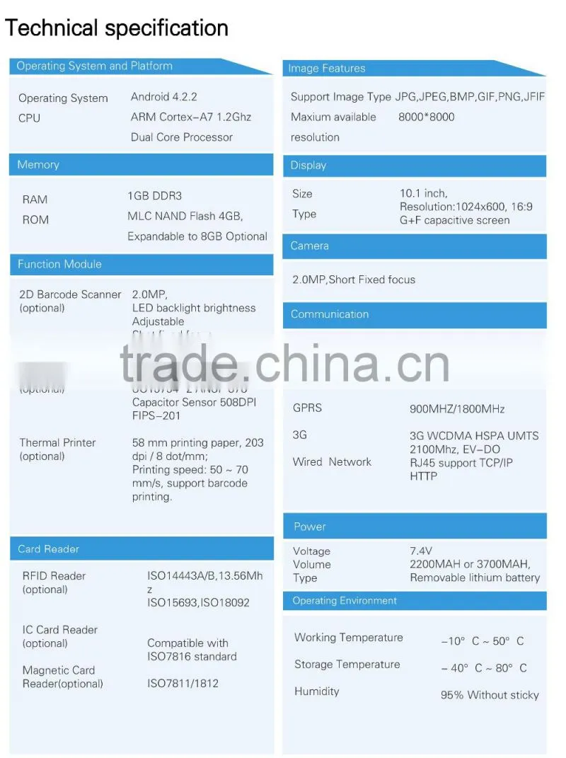 Industrial PC Support 3G WIFI Barcode Scanner RFID Thermal Printer
