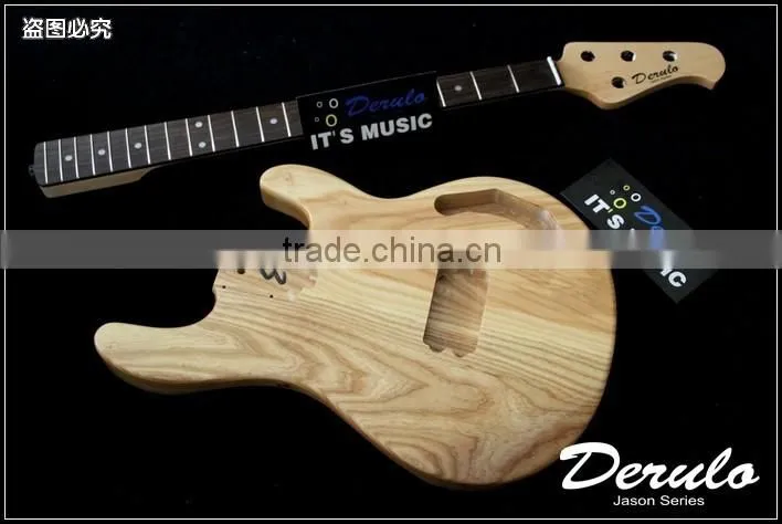 Diy High Quality Ash Wood Unfinished Electric Bass Guitar Kits 4 Strings