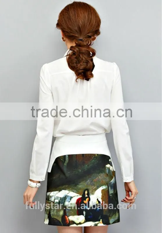 2014 shirt stitching lapel embroidered spring fashion t-shirt