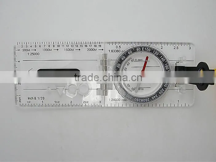 Mini Compass with Map Measuring Ruler Lanyard Emergency Survival Tool
