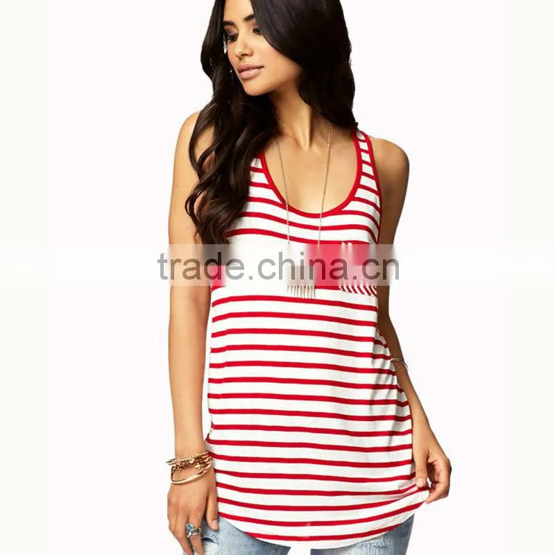 100%Rayon Women Multi-Stripe Racerback Tank top/vest/singlet