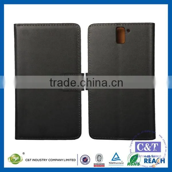 C&T Customized black flip leather cover case for oneplus mini
