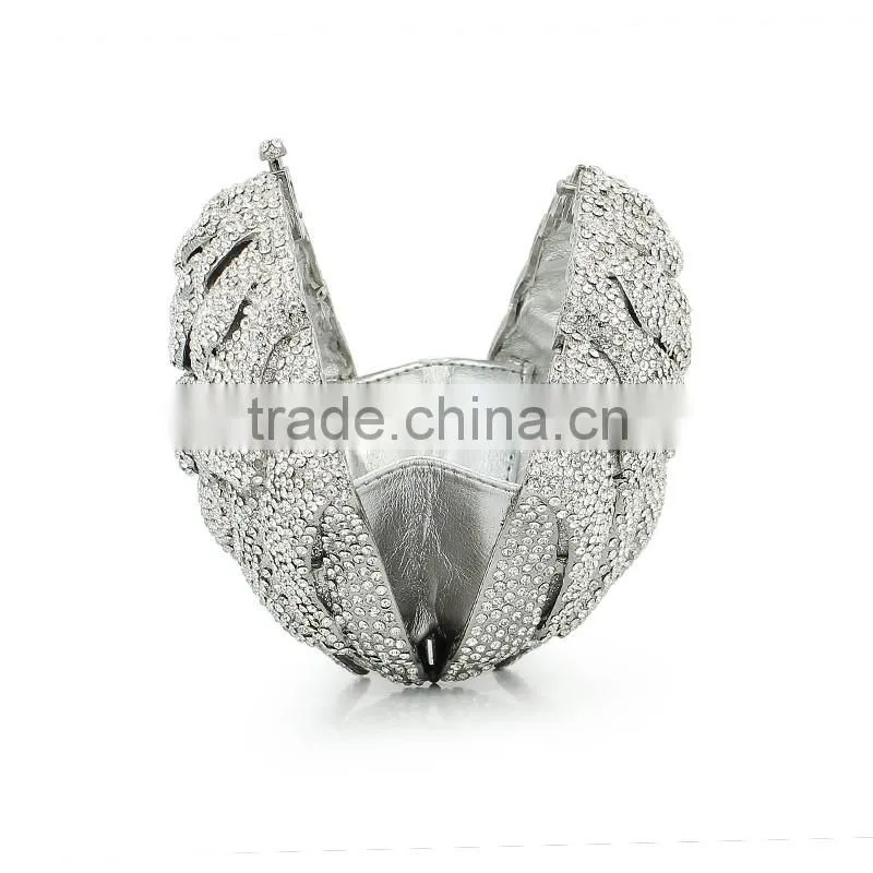 3D flower hard shell crystal and crystal bags and clutches (8746A-S)