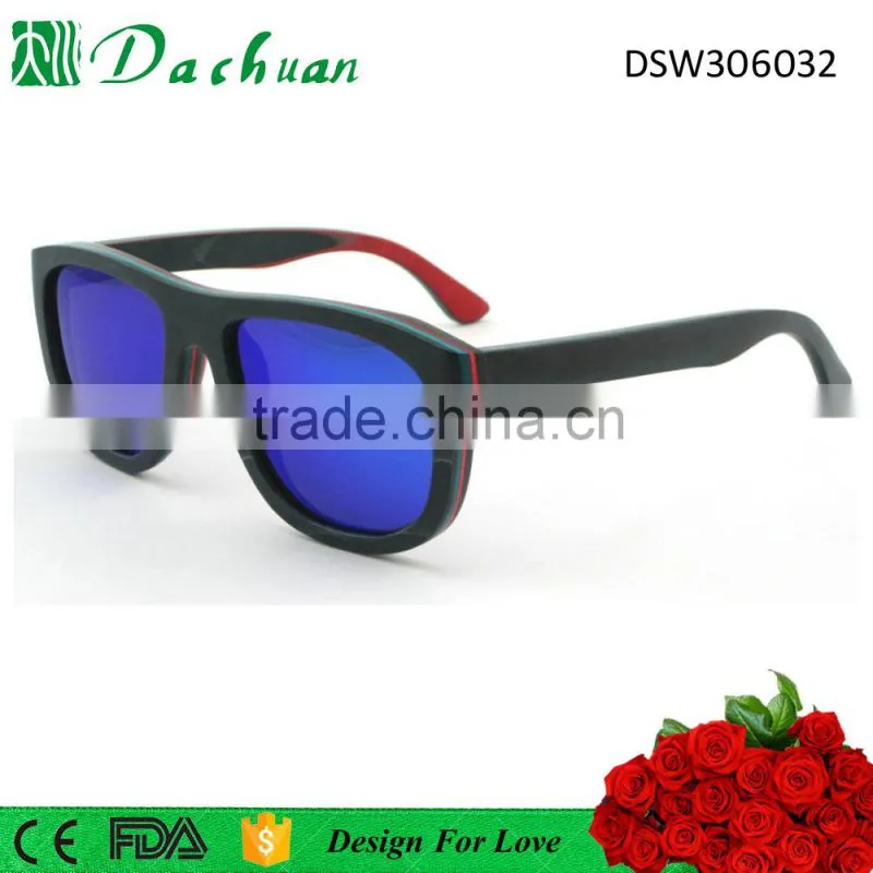2016 New design mirror custom oak wood sunglasses ,polarized wooden sunlgasses
