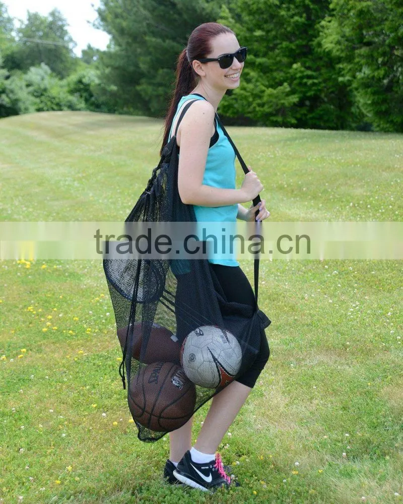 Mesh Ball Bag With Shoulder Strap. 30 x 40 Inches with Drawstring Closure
