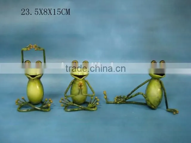new! metal sitting frog statue garden decoration