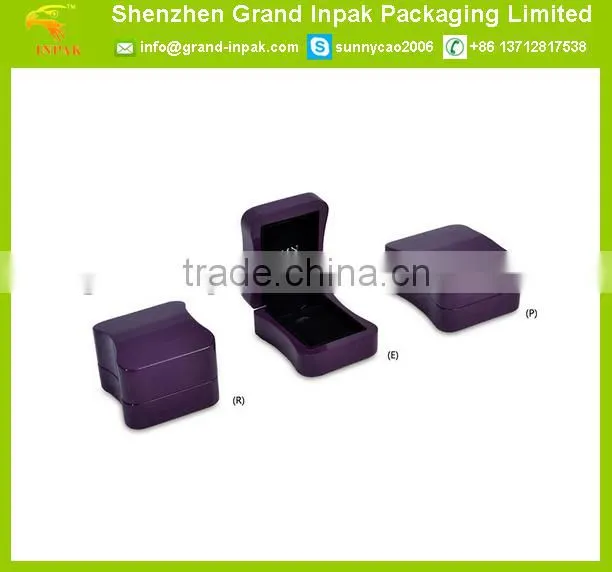 Stylish glossy finish purple color wooden jewelry box ring box