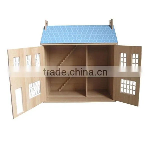 pink hot sale two storied classic wooden dollhouse