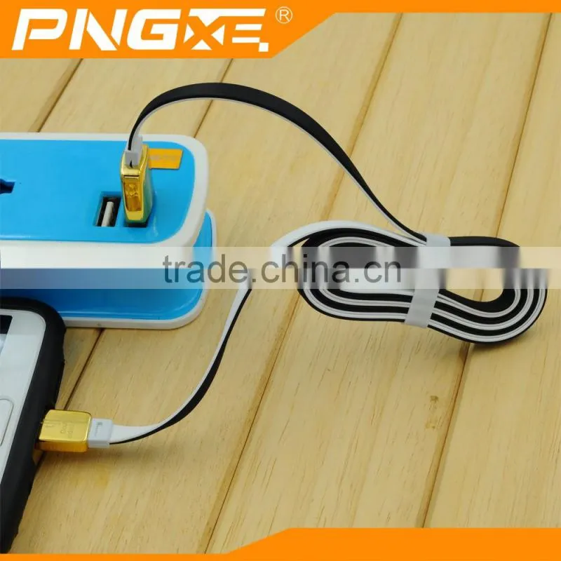 PNGXE 2016 High quality flat very fast charging charger twisted pair cable for iphone and for samsung