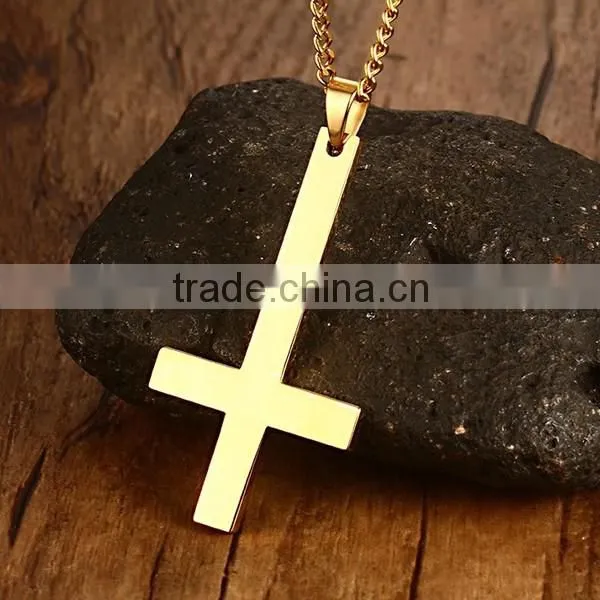 Europe Inverted Cross Stainless Steel Necklace 2016