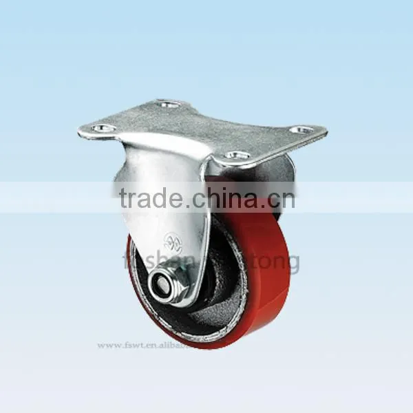 Ball Bearing Furniture Hardware 75mm Red PU Swivel Caster Wheel