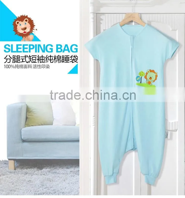 100% cotton anti kicking infant baby short sleeve child foot sleeping ba0g for summer cute lion cartton blue style