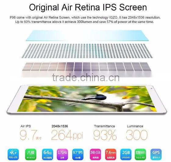 Original Teclast P98 4G FDD LTE Phone Call Tablet PC MT8752 Octa Core 64Bit 9.7inch Retina Screen 2048*1536 2GB/32GB Android 4.4