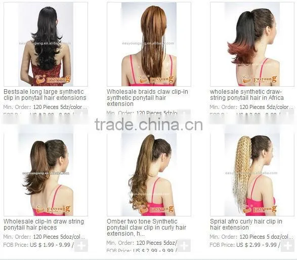 Fake Hair style curly ponytail hair pieces in claw clip, instant hair accessories