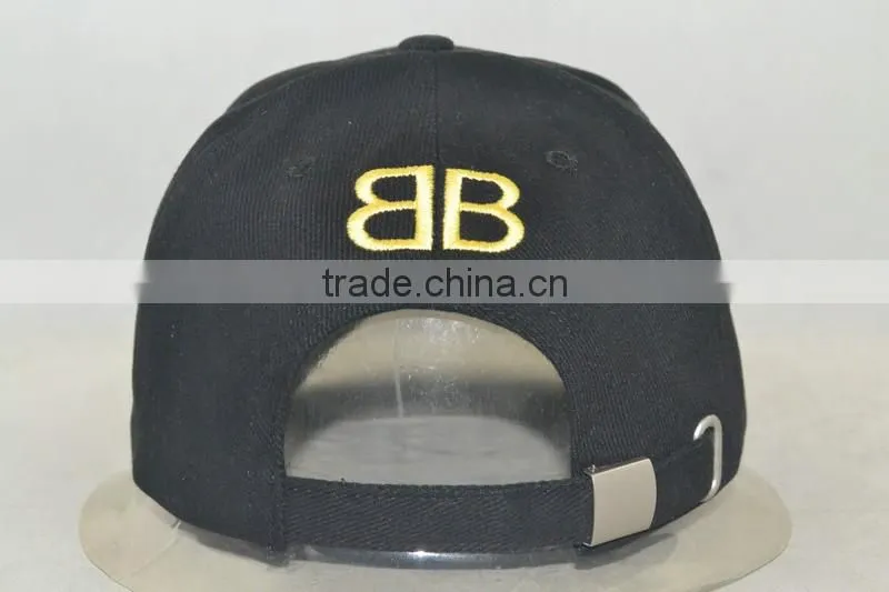 Professional custom 6 panel / 3 d embroidery /100% polyester/black baseball cap