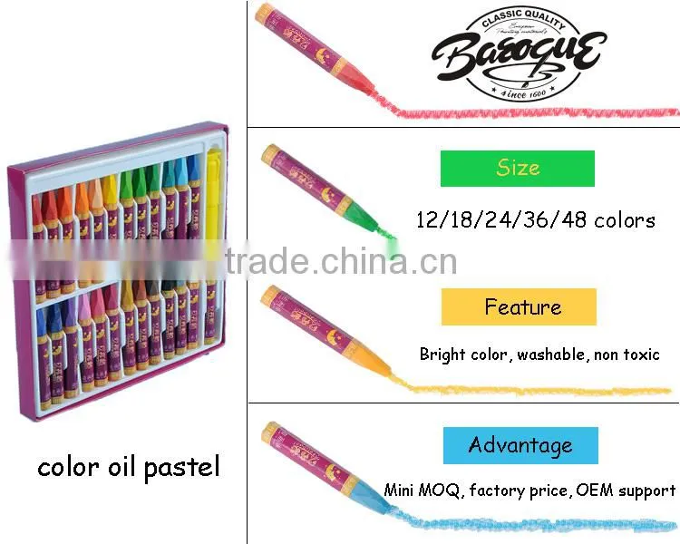 Promotional art supplies 18 color oil pastel crayon for students, wax oil pastel crayon kits for kids drawing