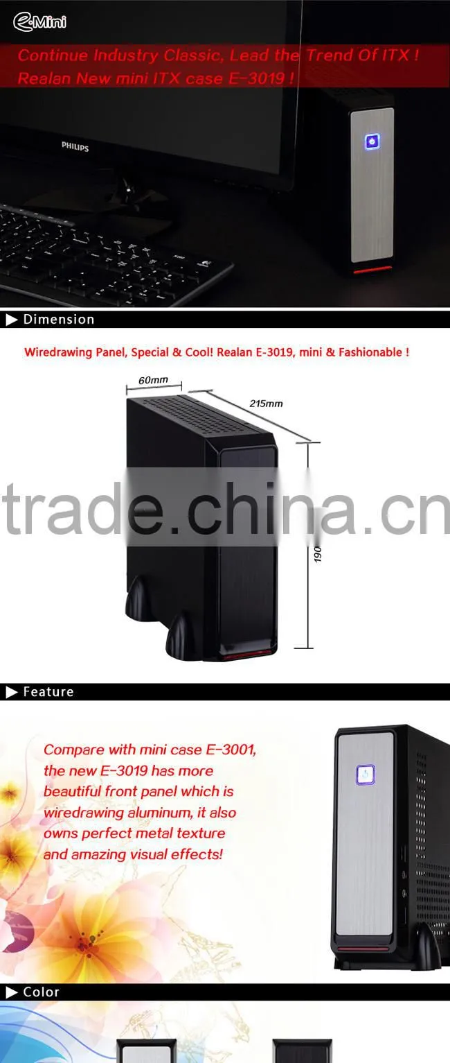 Realan E 3019 Mini ITX Computer Rack case With Power Supply, SECC 0.6mm, 2.5 HDD 3.5 HDD, Wifi COM USB Audio