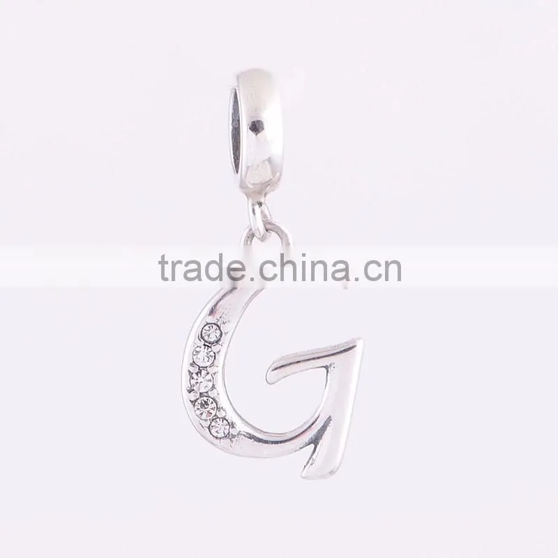 Fashion silver jewelry micro pave nisex letter jewelry bracelet bangles