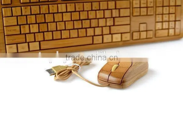 Factory supply 100% Bamboo Handcrafted Keyboard and Mouse Combo, wired and wireless style both available