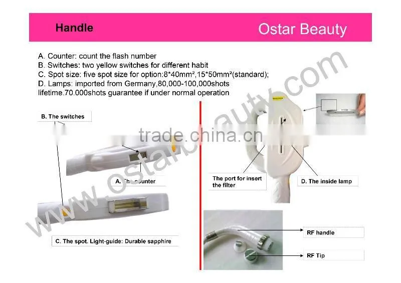 (Best price) elight machine for hair removal and skin rejuvenation 2 handles OB-E 03