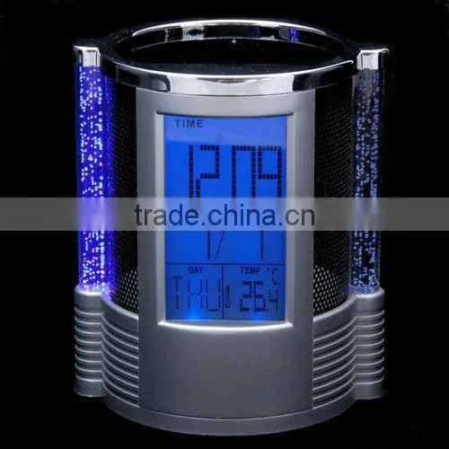 pen holder with flashing colour LED and calendar