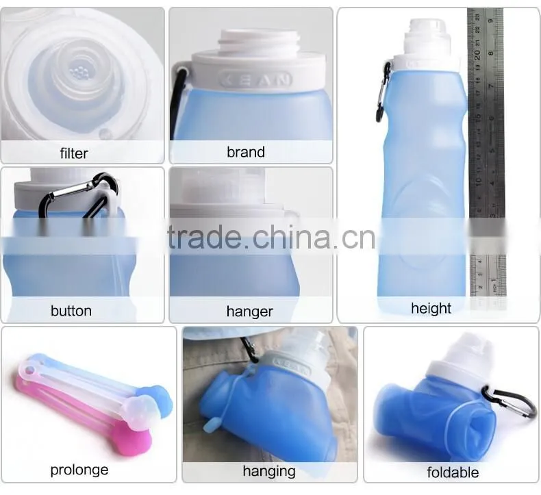OEM china factory silicone collapsible water bottles plastic water bottle sport water bottle