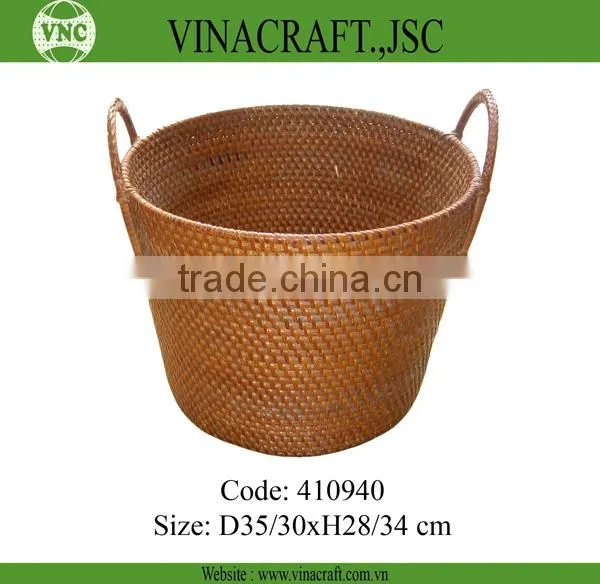 Water hyacinth folding laundry basket with liner inside