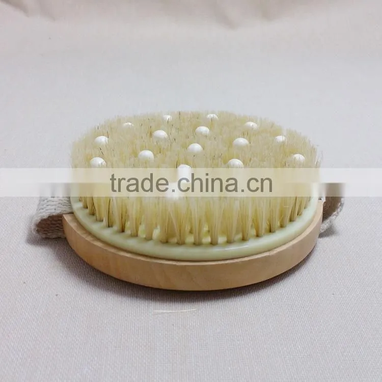 C301-1 Natual boar bristle Bath Massage Brush Shower Rubber Massage Brush