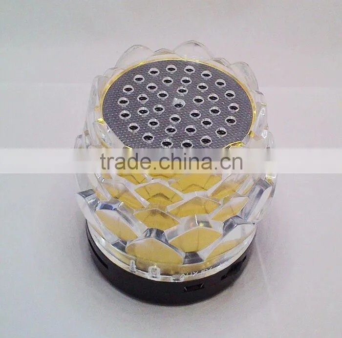 New arrival crystal lotus transparent colorful light speaker USB mini speaker creative speaker with radio function