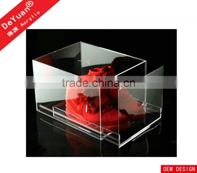 Top Grade Custom Transparent Acrylic Shoes Box With Drawer