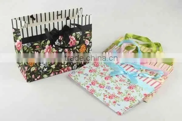 Flower Design Foldable Gift Bag With Bowknot/ Shopping Bag