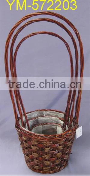 High Handle Decorative Willow Gift Basket for Flowers