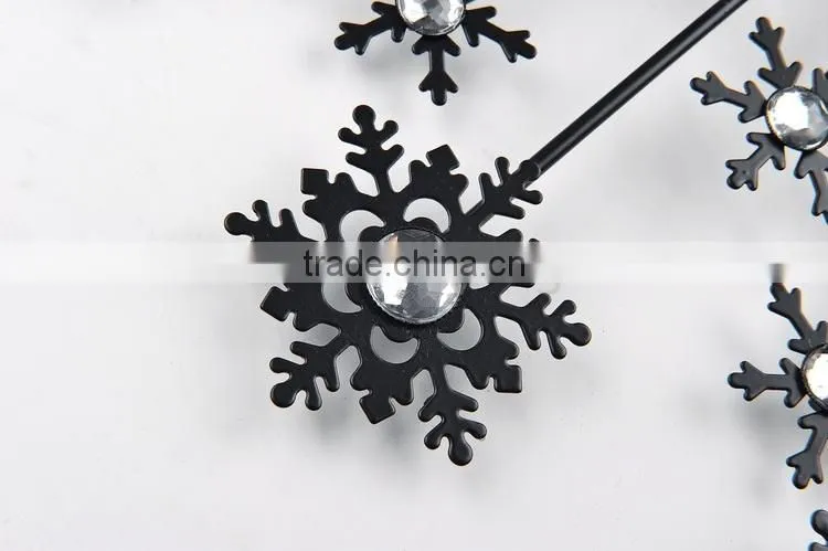 Home decoration metal wall digital clock snow flower