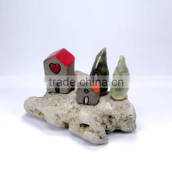 Little village sculpture , Rustic home decor , Beach houses