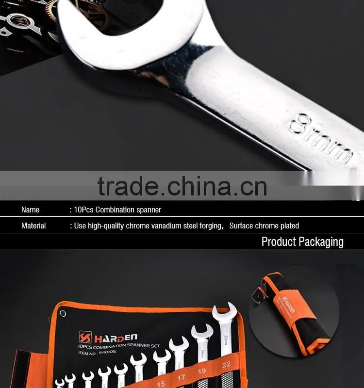 Chrome Vanadium 10 pcs combination spanner set various size tools of spanner
