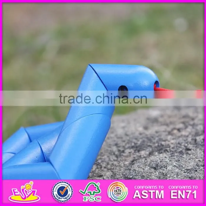 2017 New products simulation animals kids wooden snake toys W01B035