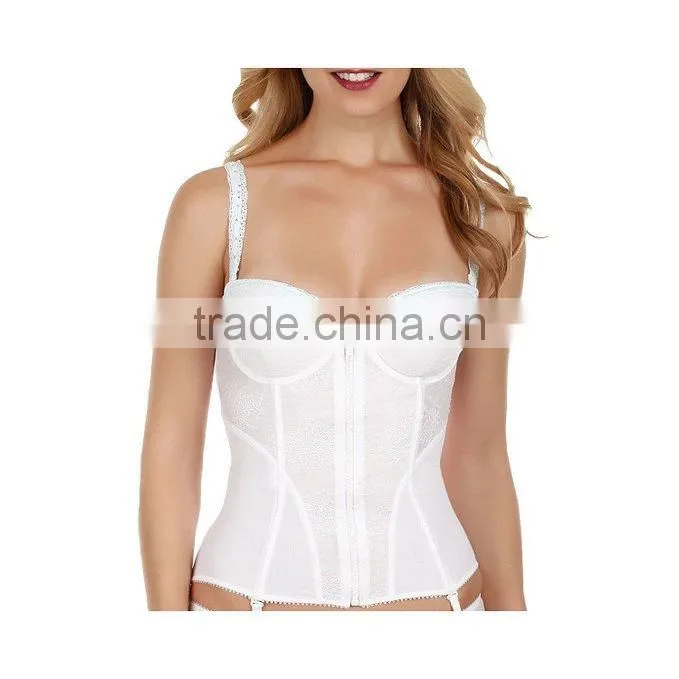 Keepable Open Bust Front Zip Corset With Boning And G-String Lingerie Set