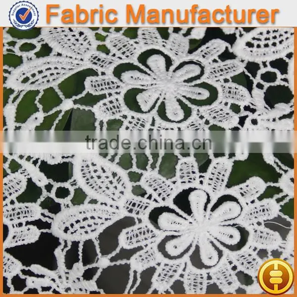 new fashion textile 100 %polyester guipure chemical lace fabric high low lace wedding dresses