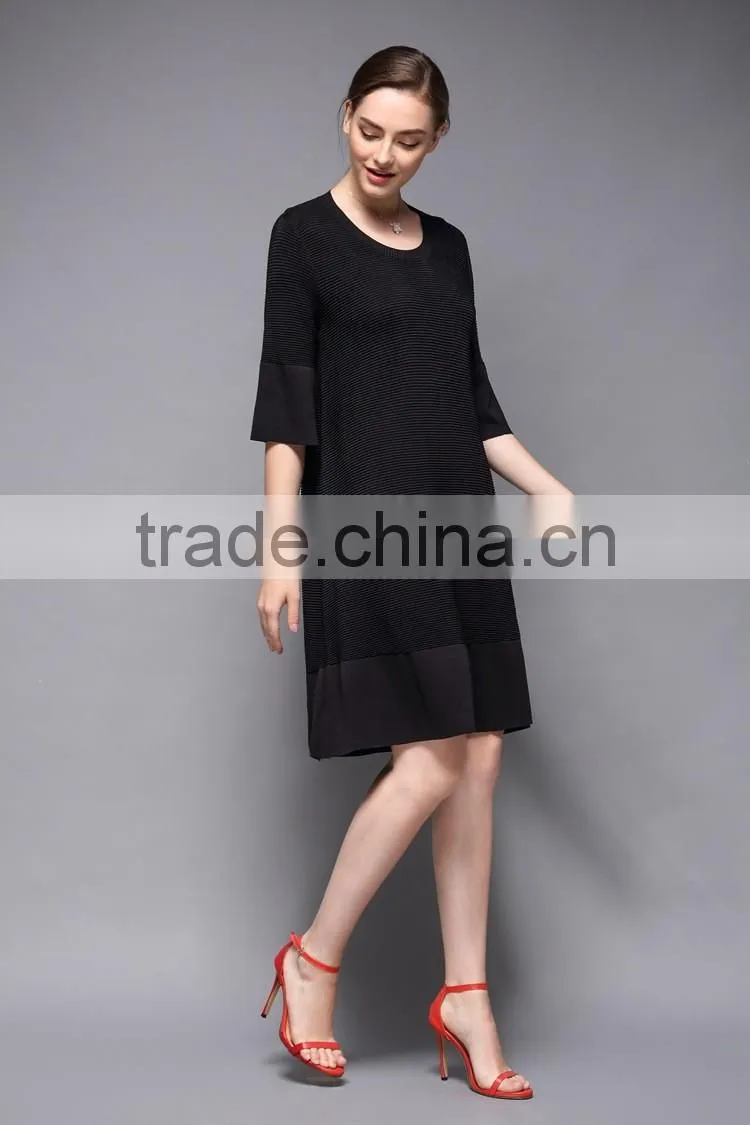 Half flare sleeve drape patchwork loose fishtail women dress