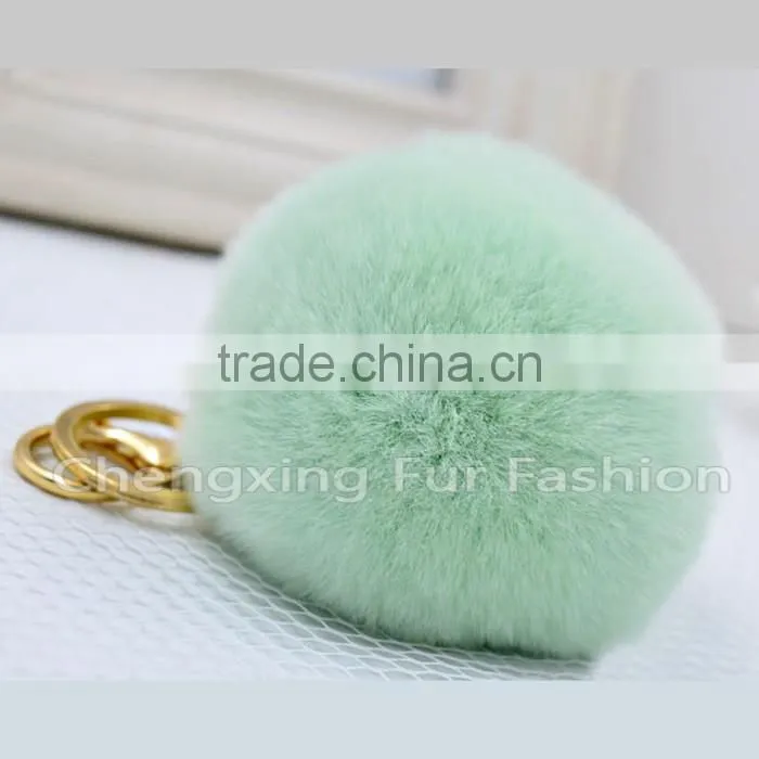 CX-R-09 Genuine Rex Rabbit Fur Keychain - BLACK