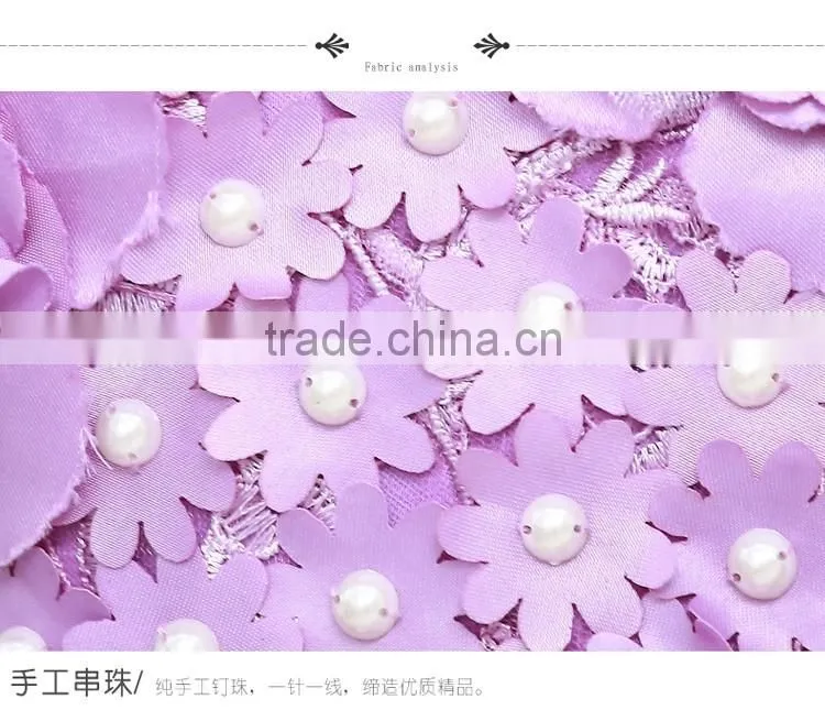 New Arrival Violet Ball Gown Tulle Girls Long Wedding Dress Sleeveless Embroidery Flower handmade Beaded Purple Prom party dress