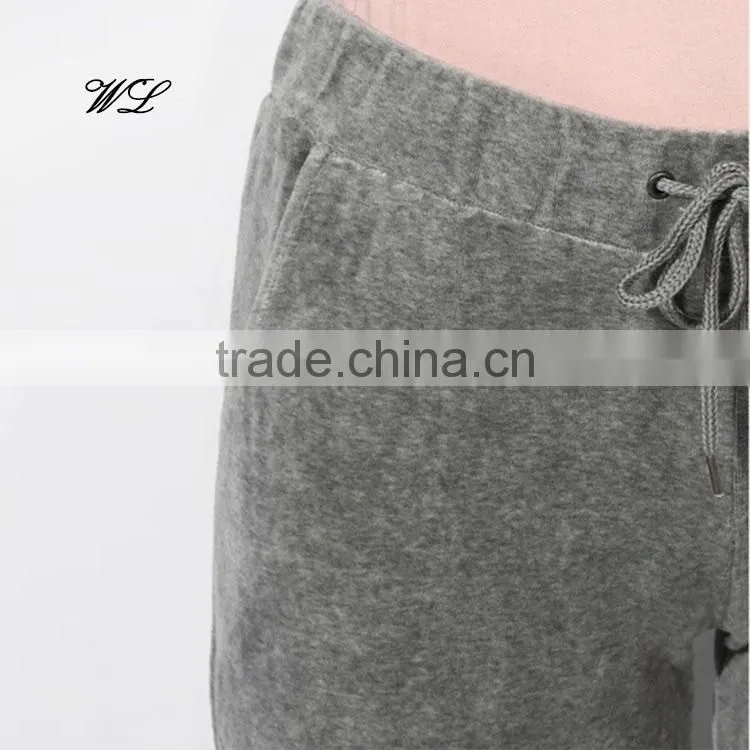 Woman's Velvet Fabric Track Pants Casual Wear Loose Sweat Jogger Pants