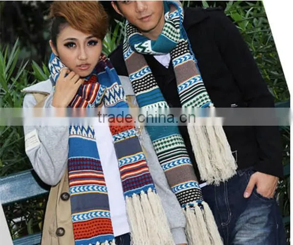 New design Bohemia nation style beautiful super long scarf with tassel warm knit lovers fashion scarves