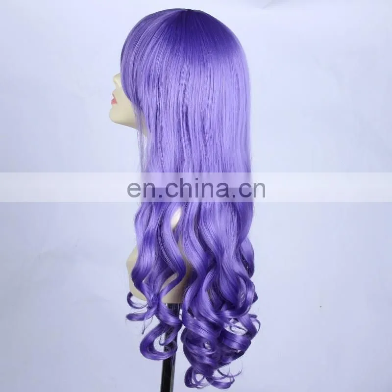 New cosplay Fashion Long Curly Dark Blue wig