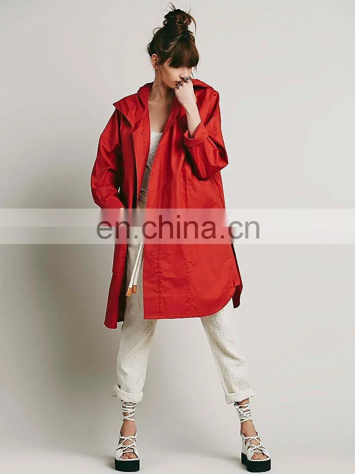 Orange color dolphin hem ladies anorak,fashion woman jacket, hoody jacket fashion